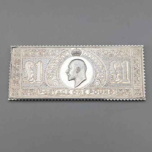 1977 Elizabeth II 25th Coronation Jubilee Sterling Silver 1 Pound Stamp Replica 32g