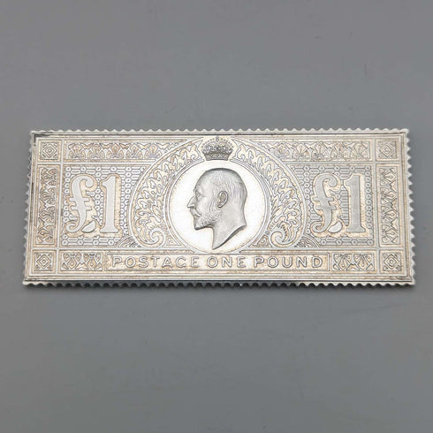 1977 Elizabeth II 25th Coronation Jubilee Sterling Silver 1 Pound Stamp Replica 32g