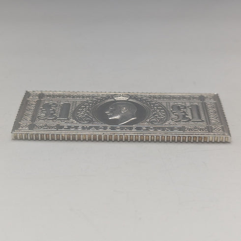 1977 Elizabeth II 25th Coronation Jubilee Sterling Silver 1 Pound Stamp Replica 32g