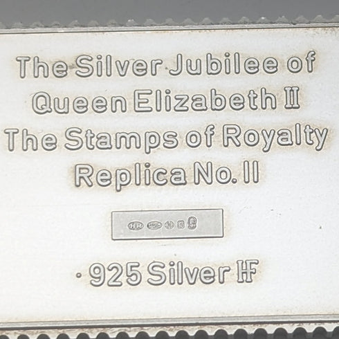 1977 Elizabeth II 25th Coronation Jubilee Sterling Silver 1 Pound Stamp Replica 32g