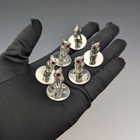 Vintage Sterling Silver Owl Shape Menu Holder Set of 6