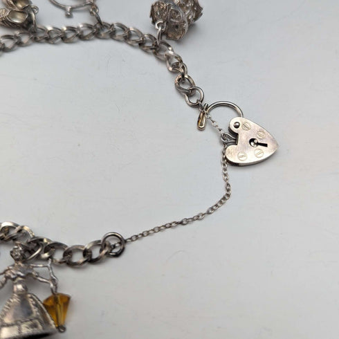 1979 British Vintage Sterling Silver Charm Bracelet 34g