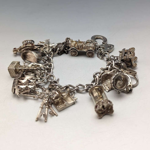 1975 British Vintage Silver Charm Bracelet 80g