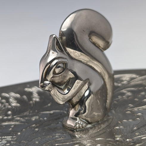 英國復古鍍銀松鼠裝飾橢圓形盤子