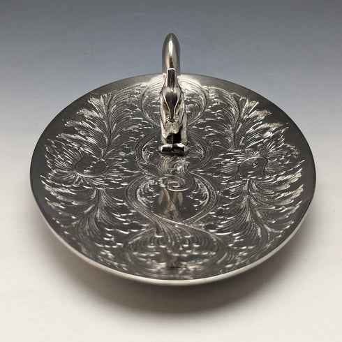 英國復古鍍銀松鼠裝飾橢圓形盤子