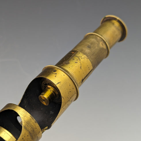 Early 20th Century Antique Brass Microscope in Wooden Box