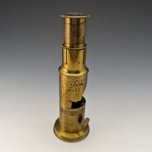 20 世紀初木盒古董黃銅顯微鏡