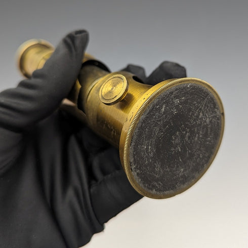 20 世紀初木盒古董黃銅顯微鏡