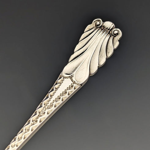 1908 British Antique 6 Sterling Silver Tea Spoons & Sugar Tongs Set in Case Atkin Brothers