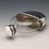 1900 British Antique Silver Plated Decorated Oval Glass Skittles Hip Flask