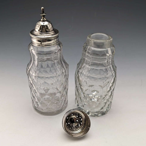 1779 British Antique Sterling Silver & Cut Glass Condiment Set Philip Freeman