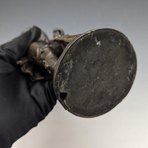 復古青銅人持槍雕像