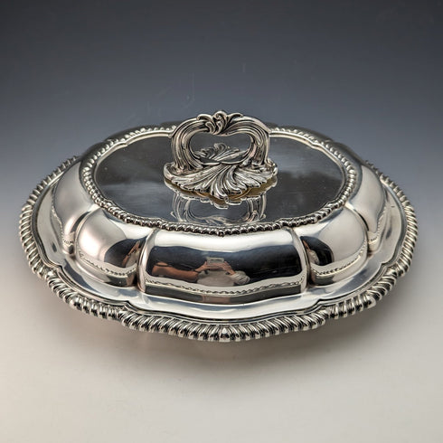 1904年 英国アンティーク シルバープレート製 オーバル型 エントレーディッシュ Elkington