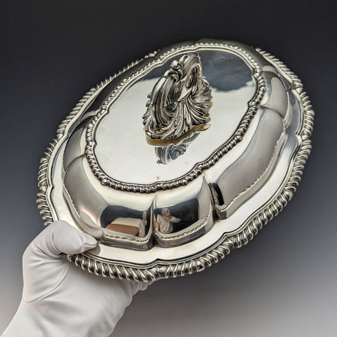 1904年 英国アンティーク シルバープレート製 オーバル型 エントレーディッシュ Elkington