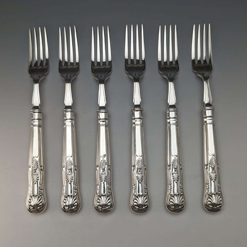 Circa 1930 British Vintage Silver Plated Fish Cutlery 6 Pair Set Hukin & Heath