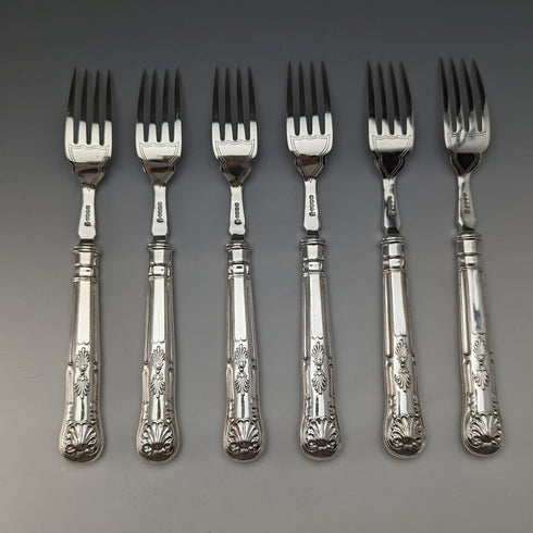 Circa 1930 British Vintage Silver Plated Fish Cutlery 6 Pair Set Hukin & Heath