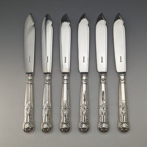 約 1930 年英國復古鍍銀魚餐具 6 對套裝 Hukin & Heath