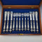 Late 19th Century British Antique Silver Plated Fish Cutlery 6 Pair Set in Wooden Box Martin & Hall