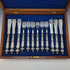 Late 19th Century British Antique Silver Plated Fish Cutlery 6 Pair Set in Wooden Box Martin & Hall