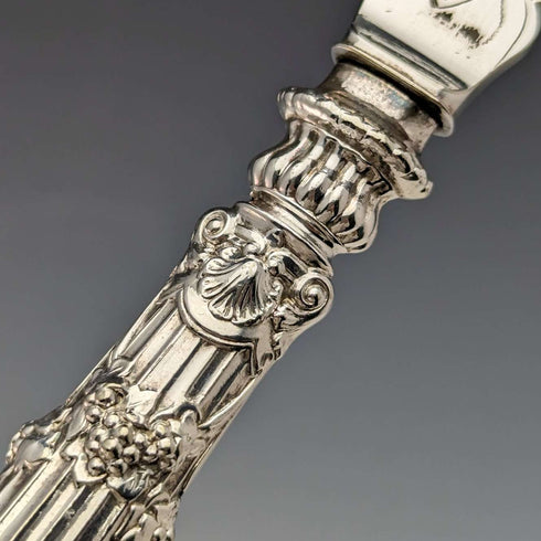 Late 19th Century British Antique Silver Plated Fish Cutlery 6 Pair Set in Wooden Box Martin & Hall