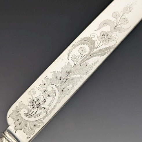 1850年頃 英国アンティーク ソリッドシルバーハンドル カトラリー12ペアセット 木箱入り Martin Hall