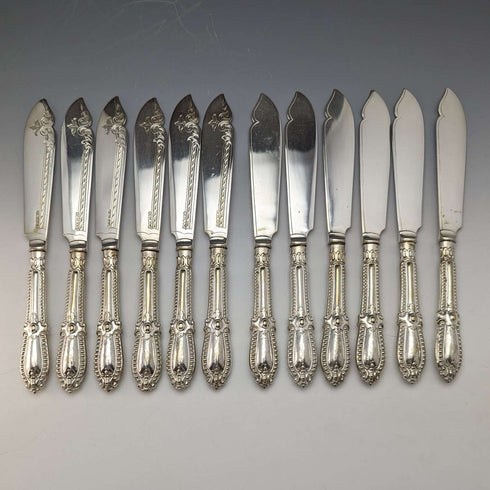19世紀後半 英国アンティーク シルバープレート製 カトラリー12ペアセット 木箱入り Deykin & Sons