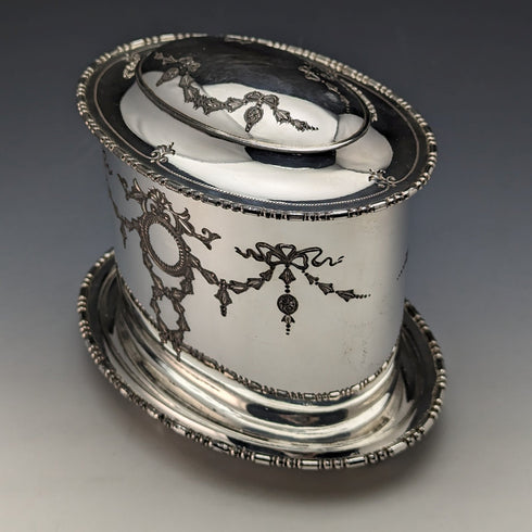 Circa 1905 British Antique Silver Plated Biscuit Barrel Atkin Brothers