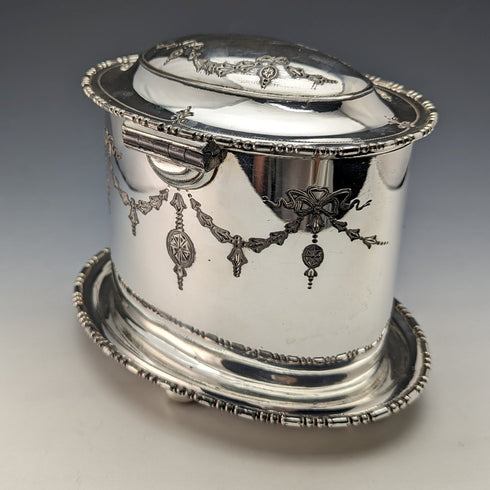 Circa 1905 British Antique Silver Plated Biscuit Barrel Atkin Brothers