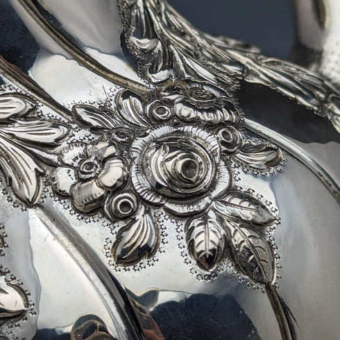 1900年頃 ドイツアンティーク 800シルバー製バチェラーティーポット3点セット 計762g