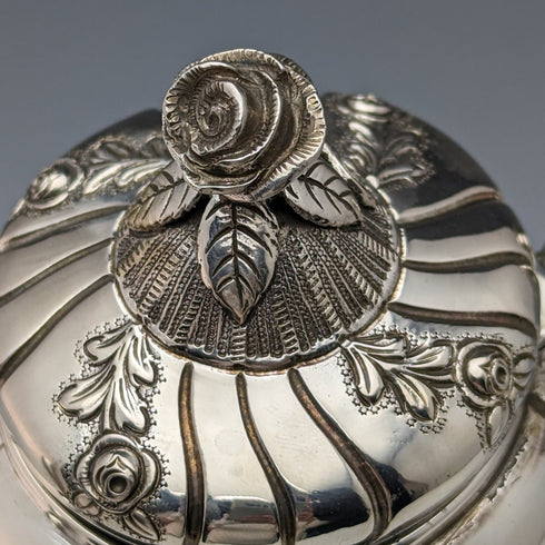 1900年頃 ドイツアンティーク 800シルバー製バチェラーティーポット3点セット 計762g