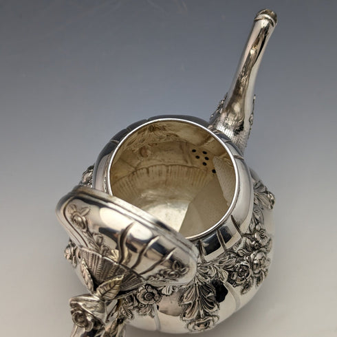 1900年頃 ドイツアンティーク 800シルバー製バチェラーティーポット3点セット 計762g