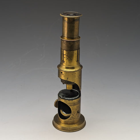 Early 20th Century Antique Brass Microscope in Wooden Box