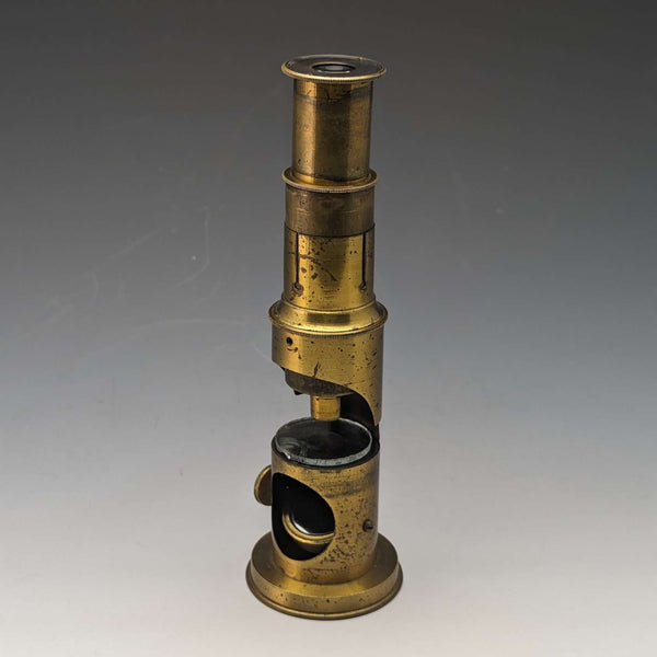 Early 20th Century Antique Brass Microscope in Wooden Box