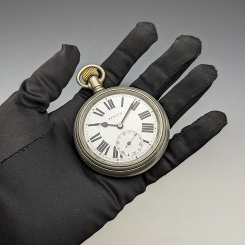 Circa 1914 Antique Zenith large pocket watch, alloy case, in good working order