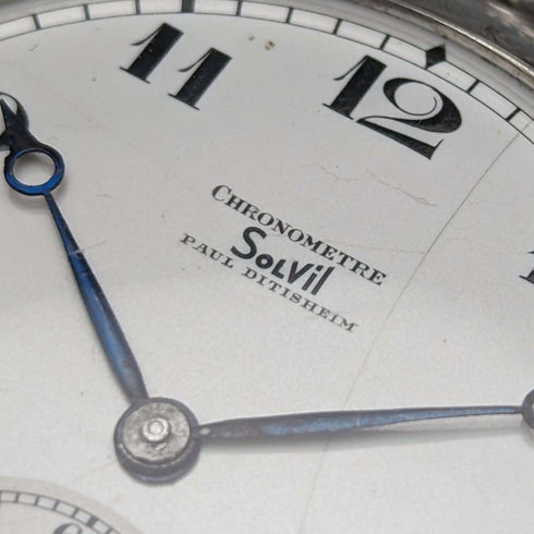 Antique Swiss SOLVIL Chronometer Pocket Watch Silver Side Open Face Good Operation