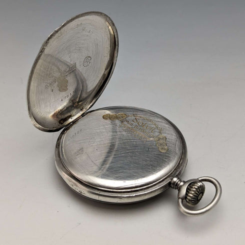 Antique Swiss SOLVIL Chronometer Pocket Watch Silver Side Open Face Good Operation