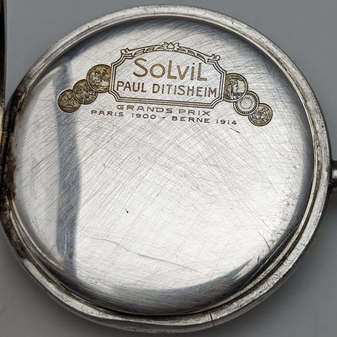 Antique Swiss SOLVIL Chronometer Pocket Watch Silver Side Open Face Good Operation