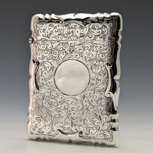 1907 British Antique Sterling Silver Card Case 84g Smith & Bartlam