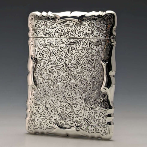 1907 British Antique Sterling Silver Card Case 84g Smith & Bartlam