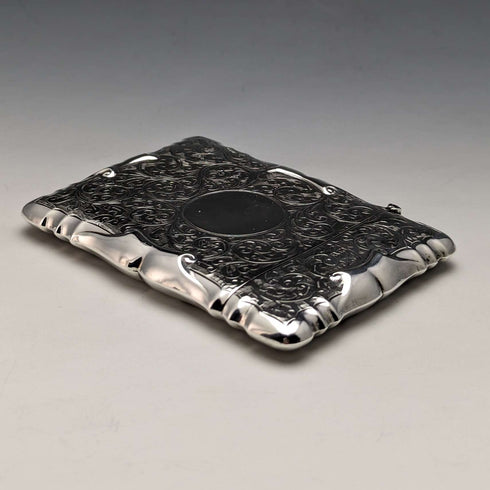 1907 British Antique Sterling Silver Card Case 84g Smith & Bartlam