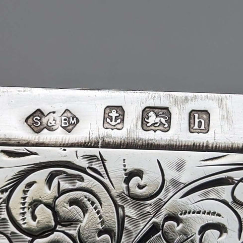 1907 British Antique Sterling Silver Card Case 84g Smith & Bartlam