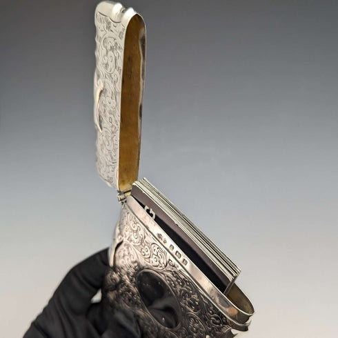 1907 British Antique Sterling Silver Card Case 84g Smith & Bartlam