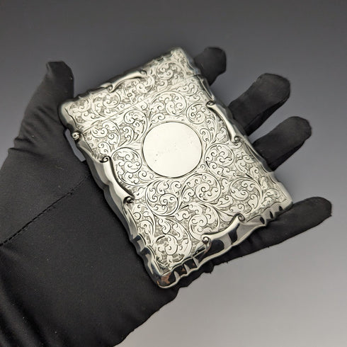 1907年 英国アンティーク 純銀製カードケース 84g Smith & Bartlam