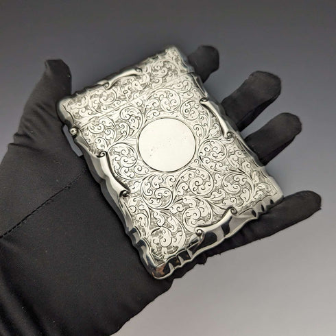 1907 British Antique Sterling Silver Card Case 84g Smith & Bartlam