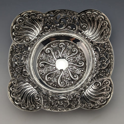 1893 British Antique Sterling Silver Finely Decorated Dish 154g Charles Boyton II