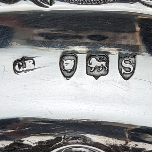 1893年 英国アンティーク 純銀製 細密装飾ディッシュ 154g Charles Boyton II