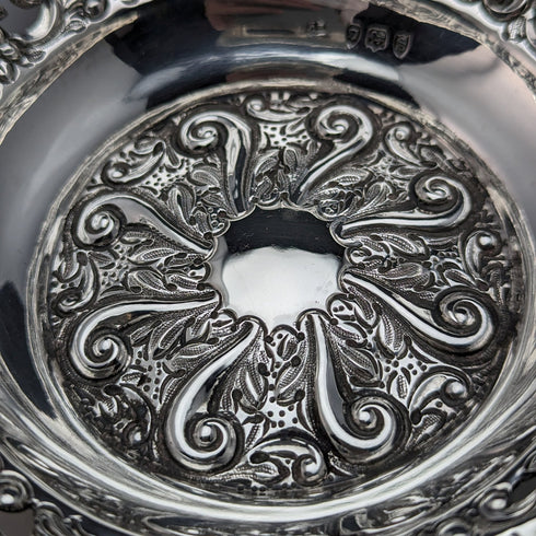 1893 British Antique Sterling Silver Finely Decorated Dish 154g Charles Boyton II