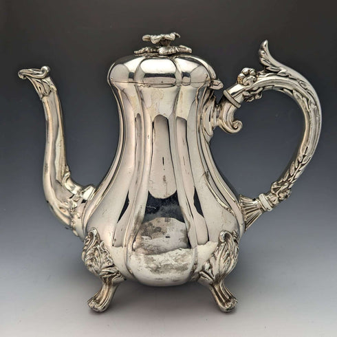 Circa 1840 British antique silver plated coffee pot