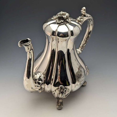 Circa 1840 British antique silver plated coffee pot