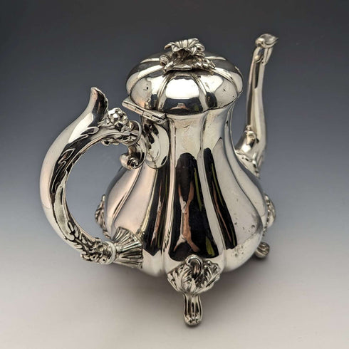 Circa 1840 British antique silver plated coffee pot